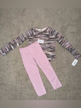 Carter's Girls Striped Long Sleeve Shirt & Pink Leggings Set Size 6/6x 2 Piece